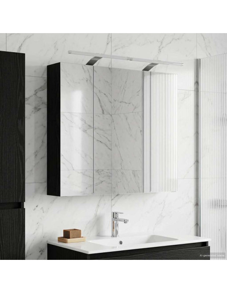 Mobiletto per specchio da bagno Rovere Nero 80 x 14.5 x 70 cm