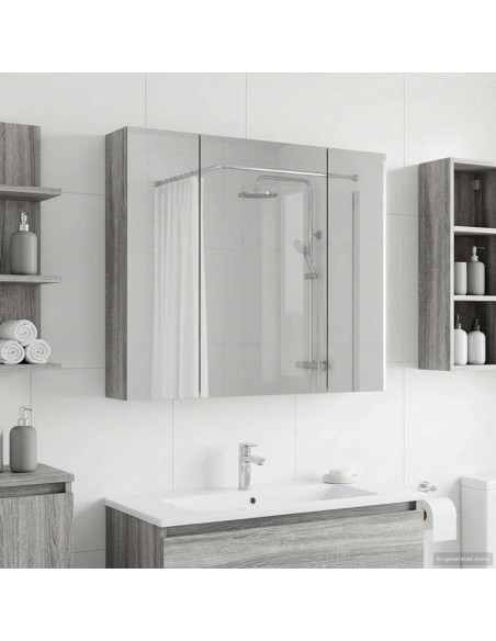 Mobiletto per specchio da bagno Grigio Sonoma 80 x 14.5 x 70 cm