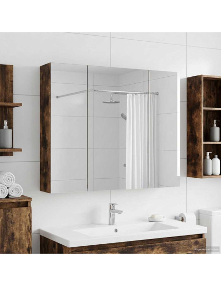 Mobiletto per specchio da bagno Rovere fumé 80 x 14.5 x 70 cm