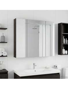 Mobiletto per specchio da bagno Rovere Nero 80 x 14.5 x 70 cm