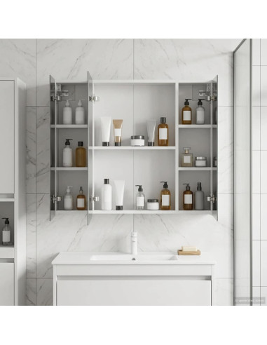 Mobiletto per specchio da bagno Bianco 80 x 14.5 x 70 cm