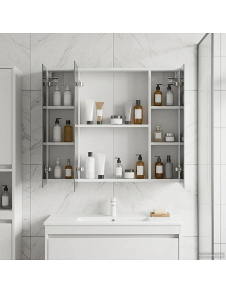 Mobiletto per specchio da bagno Bianco 80 x 14.5 x 70 cm