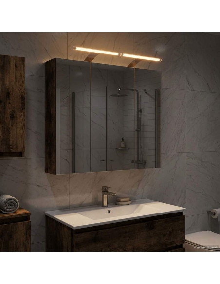 Mobiletto per specchio da bagno Rovere fumé 70 x 14,5 x 70 cm