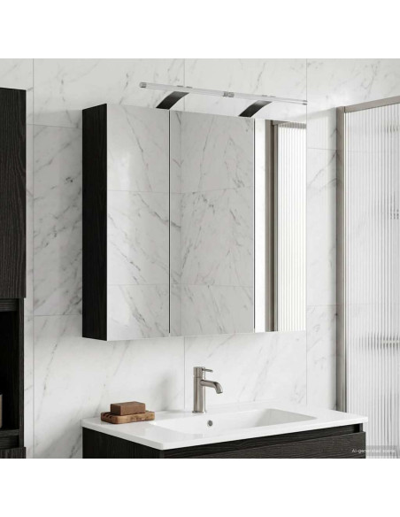 Mobiletto per specchio da bagno Rovere Nero 70 x 14,5 x 70 cm