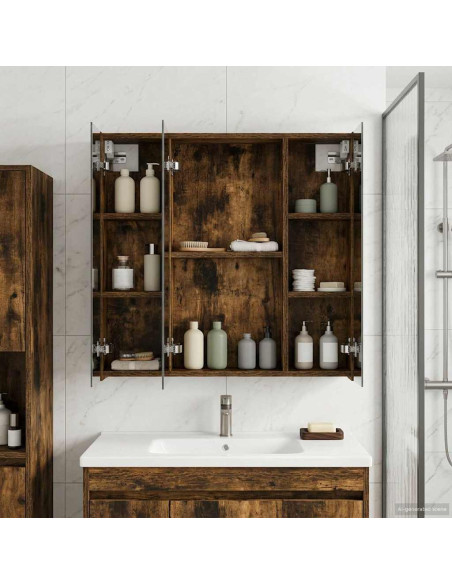 Mobiletto per specchio da bagno Rovere fumé 70 x 14,5 x 70 cm