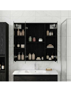 Mobiletto per specchio da bagno Rovere Nero 70 x 14,5 x 70 cm