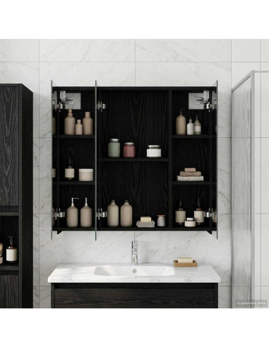 Mobiletto per specchio da bagno Rovere Nero 70 x 14,5 x 70 cm