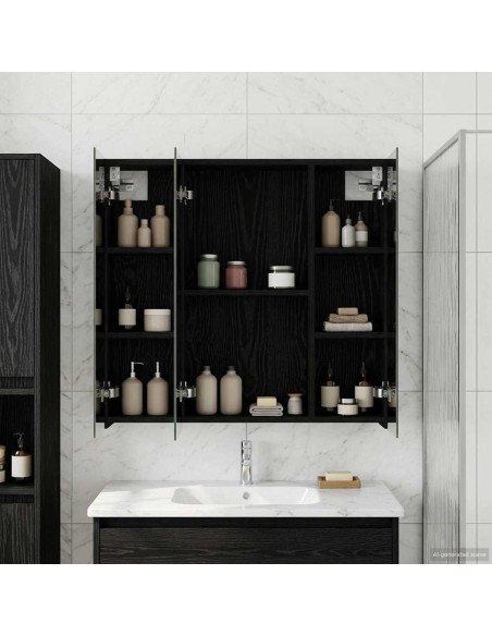 Mobiletto per specchio da bagno Rovere Nero 70 x 14,5 x 70 cm