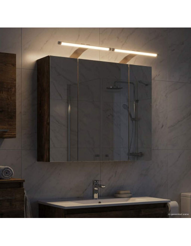 Mobiletto per specchio da bagno Rovere fumé 60 x 14,5 x 50 cm