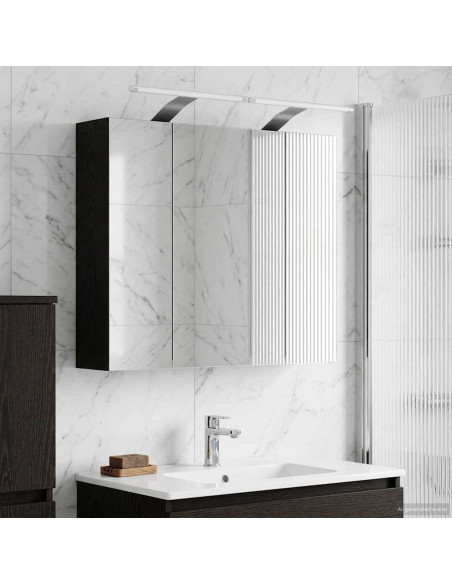 Mobiletto per specchio da bagno Rovere Nero 60 x 14,5 x 50 cm