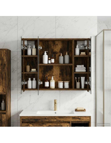 Mobiletto per specchio da bagno Rovere fumé 60 x 14,5 x 50 cm