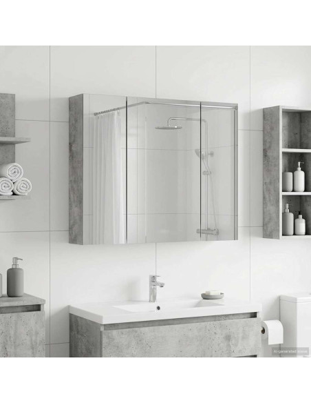 Mobiletto per specchio da bagno Grigio cemento