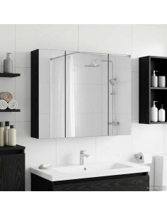 Mobiletto per specchio da bagno Rovere Nero 60 x 14,5 x 50 cm