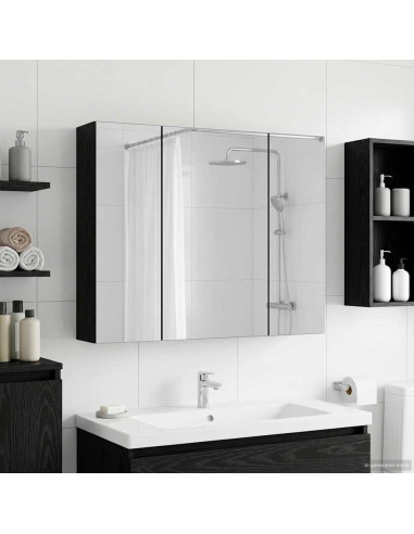 Mobiletto per specchio da bagno Rovere Nero 60 x 14,5 x 50 cm