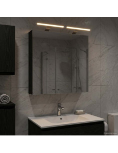 Mobiletto per specchio da bagno Rovere Nero 60 x 14,5 x 70 cm