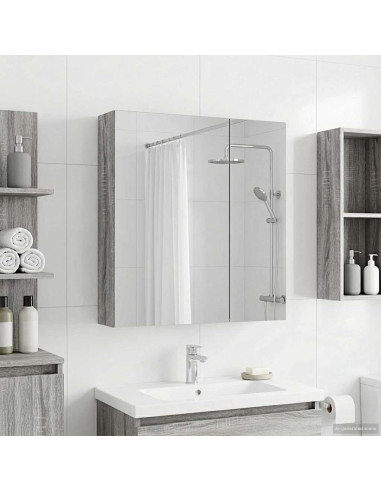 Mobiletto per specchio da bagno Grigio Sonoma 60 x 14,5 x 70 cm