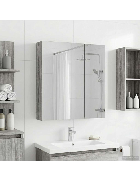 Mobiletto per specchio da bagno Grigio Sonoma 60 x 14,5 x 70 cm
