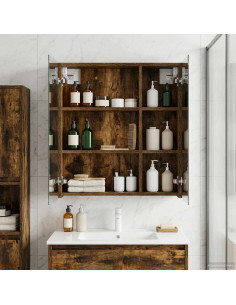 Mobiletto per specchio da bagno Rovere fumé 60 x 14,5 x 70 cm