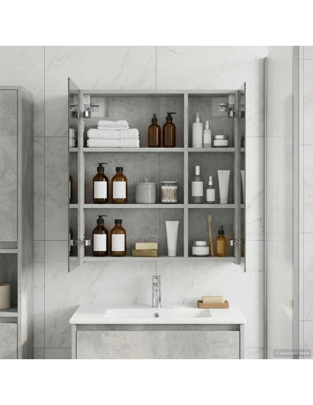 Mobiletto per specchio da bagno con lo scaffale Grigio cemento