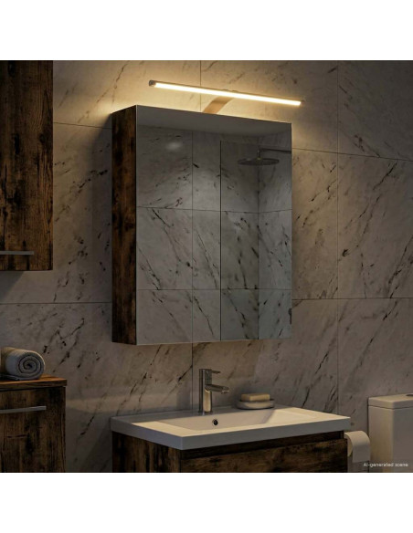 Mobiletto per specchio da bagno Rovere fumé 50 x 14,5 x 70 cm