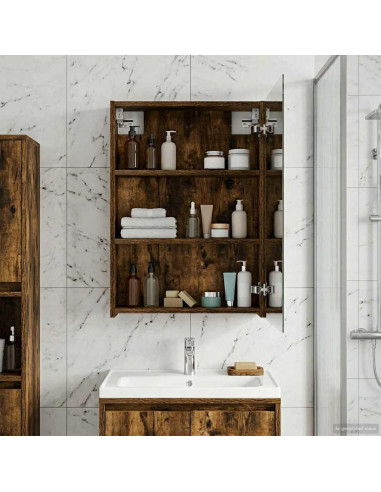 Mobiletto per specchio da bagno Rovere fumé 50 x 14,5 x 70 cm