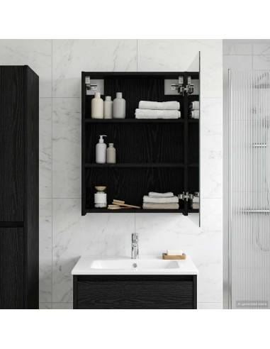 Mobiletto per specchio da bagno Rovere Nero 50 x 14,5 x 70 cm
