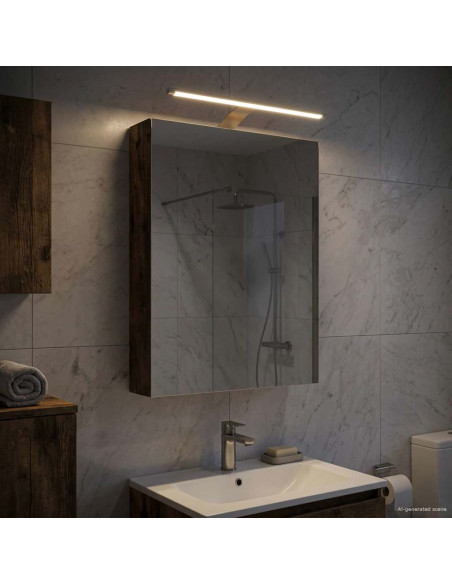 Mobiletto per specchio da bagno Rovere fumé 40 x 10,5 x 60,5 cm