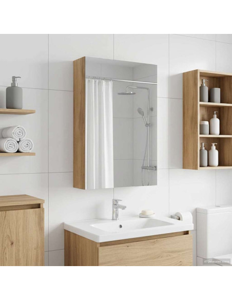 Mobiletto per specchio da bagno con porta Rovere Artigianale