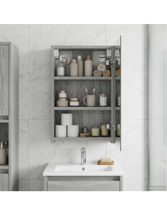 Mobiletto per specchio da bagno Grigio Sonoma 30 x 10,5 x 50 cm
