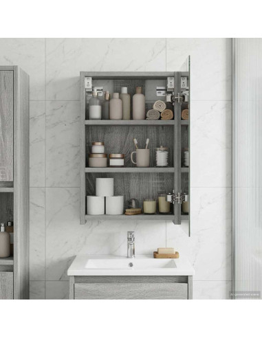 Mobiletto per specchio da bagno Grigio Sonoma 30 x 10,5 x 50 cm