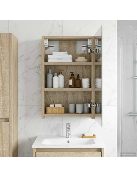 Mobiletto per specchio da bagno Rovere Sonoma 30 x 10,5 x 50 cm