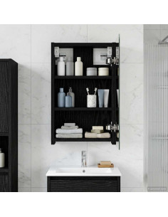 Mobiletto per specchio da bagno Rovere Nero 30 x 10,5 x 50 cm
