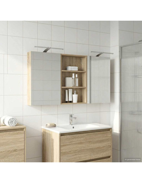 Set di Armadi da Bagno con porta 3 pcs 120 x 10,5 x 60,5 cm