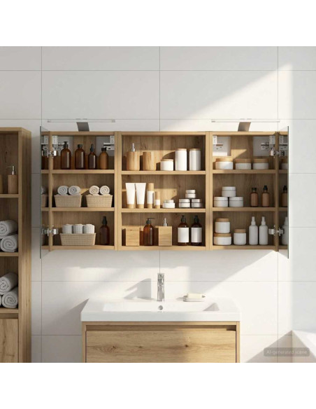 Set di Armadi da Bagno con lo scaffale 3 pcs 100 x 10,5 x 50 cm