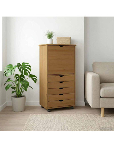 Mobile con Ruote con ruota Marrone miele 53 x 39 x 103 cm