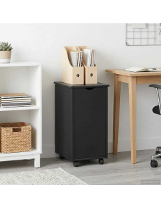 Mobile con Ruote Nero 34 x 39 x 65,5 cm Legno di Pino Massello