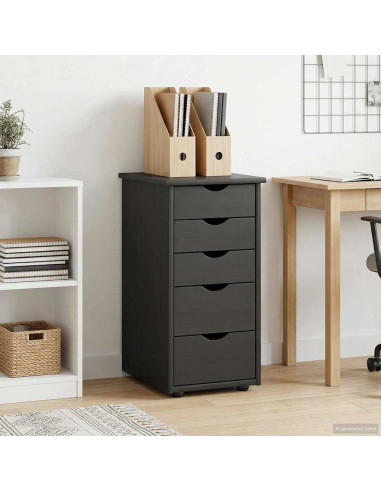 Armadietto Nero 34 x 39 x 61,5 cm Legno di Pino Massello