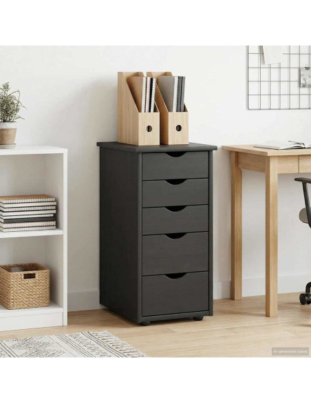 Armadietto Nero 34 x 39 x 61,5 cm Legno di Pino Massello