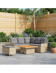 Set di Mobili 5 pcs Beige e Grigio Chiaro Rattan in PE