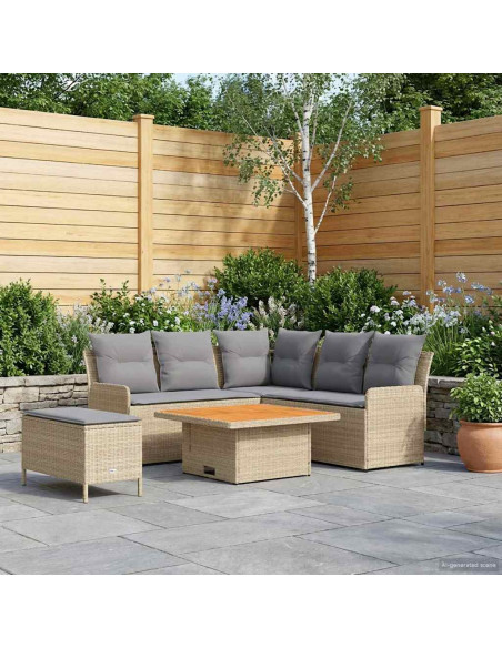 Set di Mobili 5 pcs Beige e Grigio Chiaro Rattan in PE