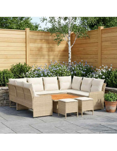 Set di Mobili con cuscino 8 pcs Beige e Crema Rattan in PE