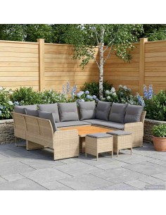 Set di Mobili 8 pcs Beige e Grigio Chiaro Rattan in PE