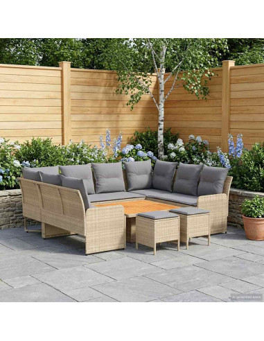 Set di Mobili 8 pcs Beige e Grigio Chiaro Rattan in PE