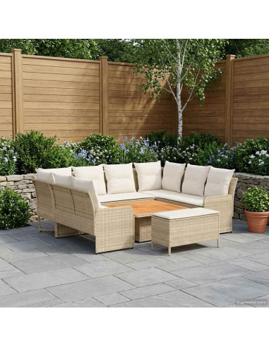 Set di Mobili con cuscino 7 pcs Beige e Crema Rattan in PE