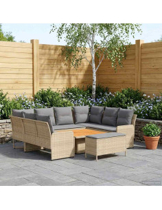 Set di Mobili 7 pcs Beige e Grigio Chiaro Rattan in PE