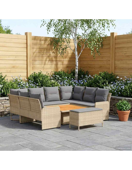 Set di Mobili 7 pcs Beige e Grigio Chiaro Rattan in PE