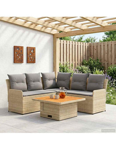 Set di Mobili 4 pcs Beige e Grigio Chiaro Rattan in PE