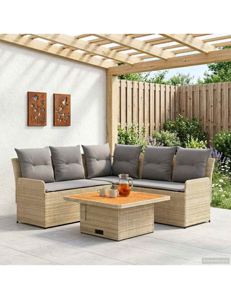 Set di Mobili 4 pcs Beige e Grigio Chiaro Rattan in PE