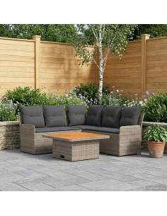 Set di Mobili 4 pcs Grigio e Grigio Scuro Rattan in PE