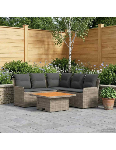 Set di Mobili 4 pcs Grigio e Grigio Scuro Rattan in PE